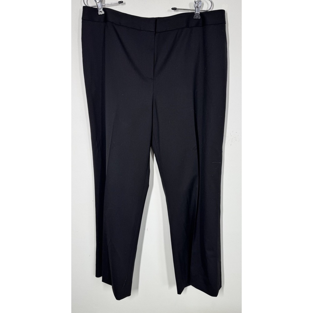 Lafayette 148 Menswear Stretch Virgin Wool Trousers Womens 14 Black Straight Leg
